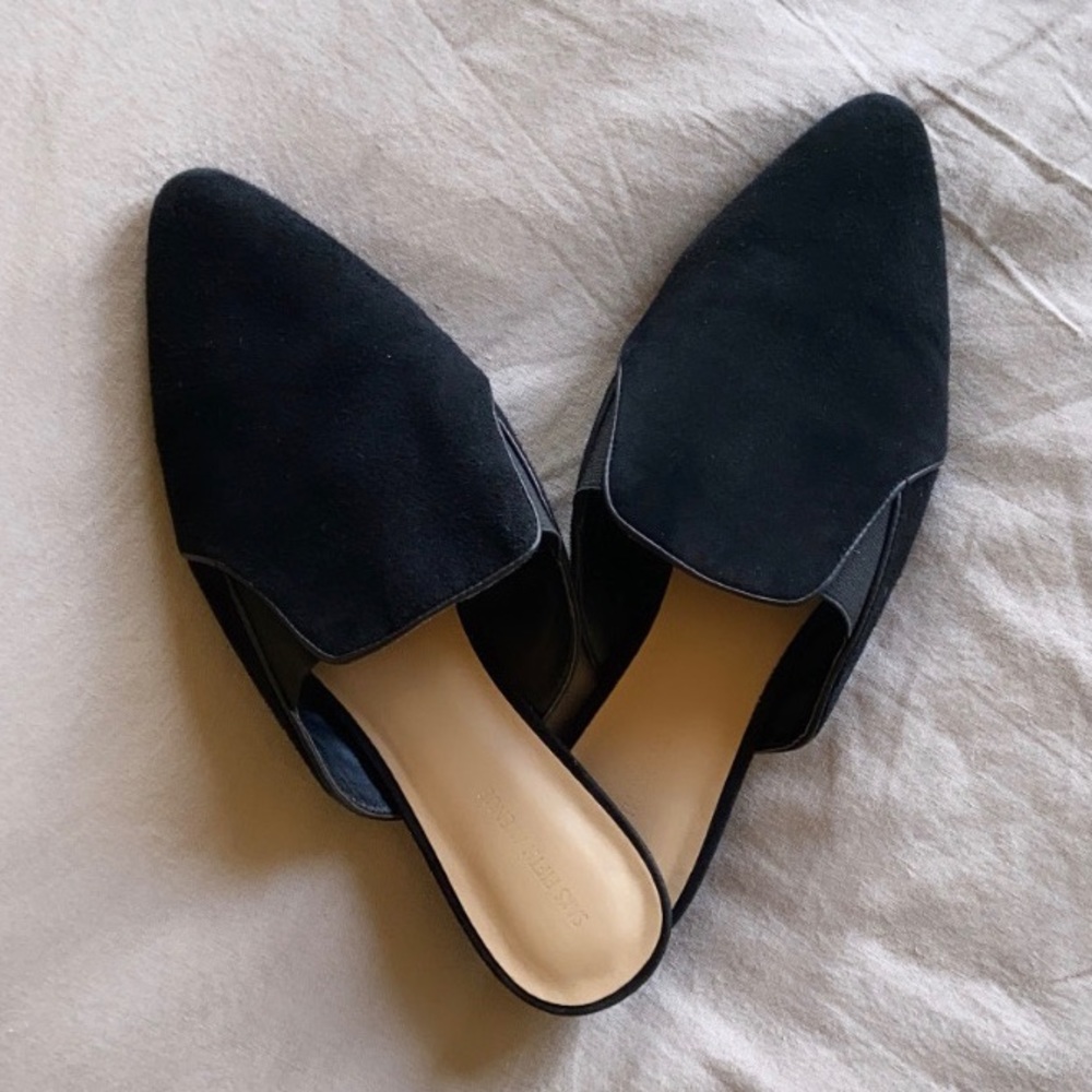Saks fifth avenue suede mules
